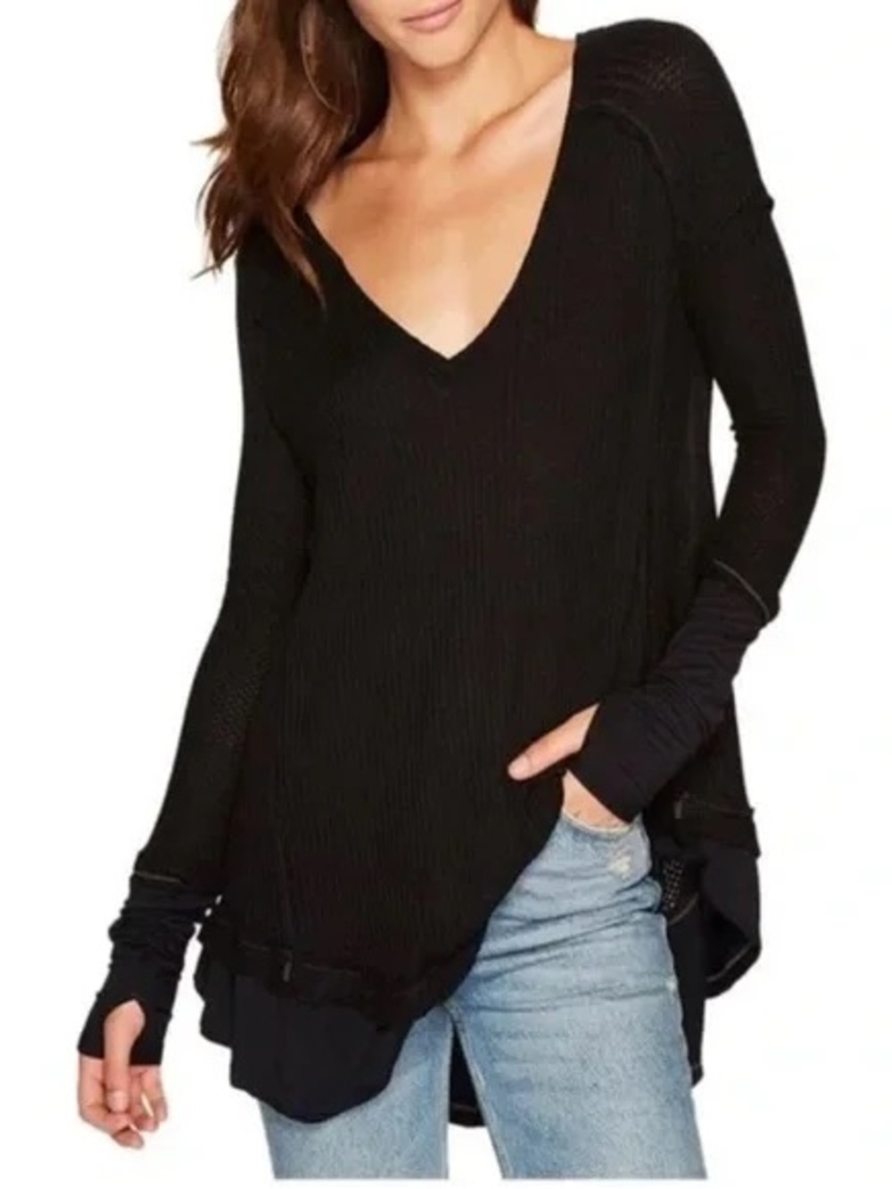 We The Free Black Layered V-Neck Tunic